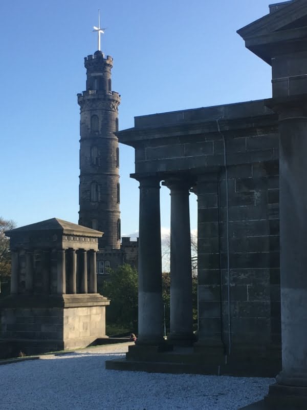 City Observatory, Playfair Monument and Nelson Monument from the Viewing terrace of The City Observatory.